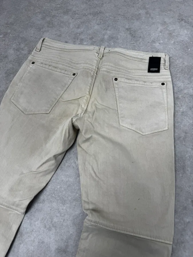 AW2016 Cavalli Beige Slim Distressed Pants - Image 7