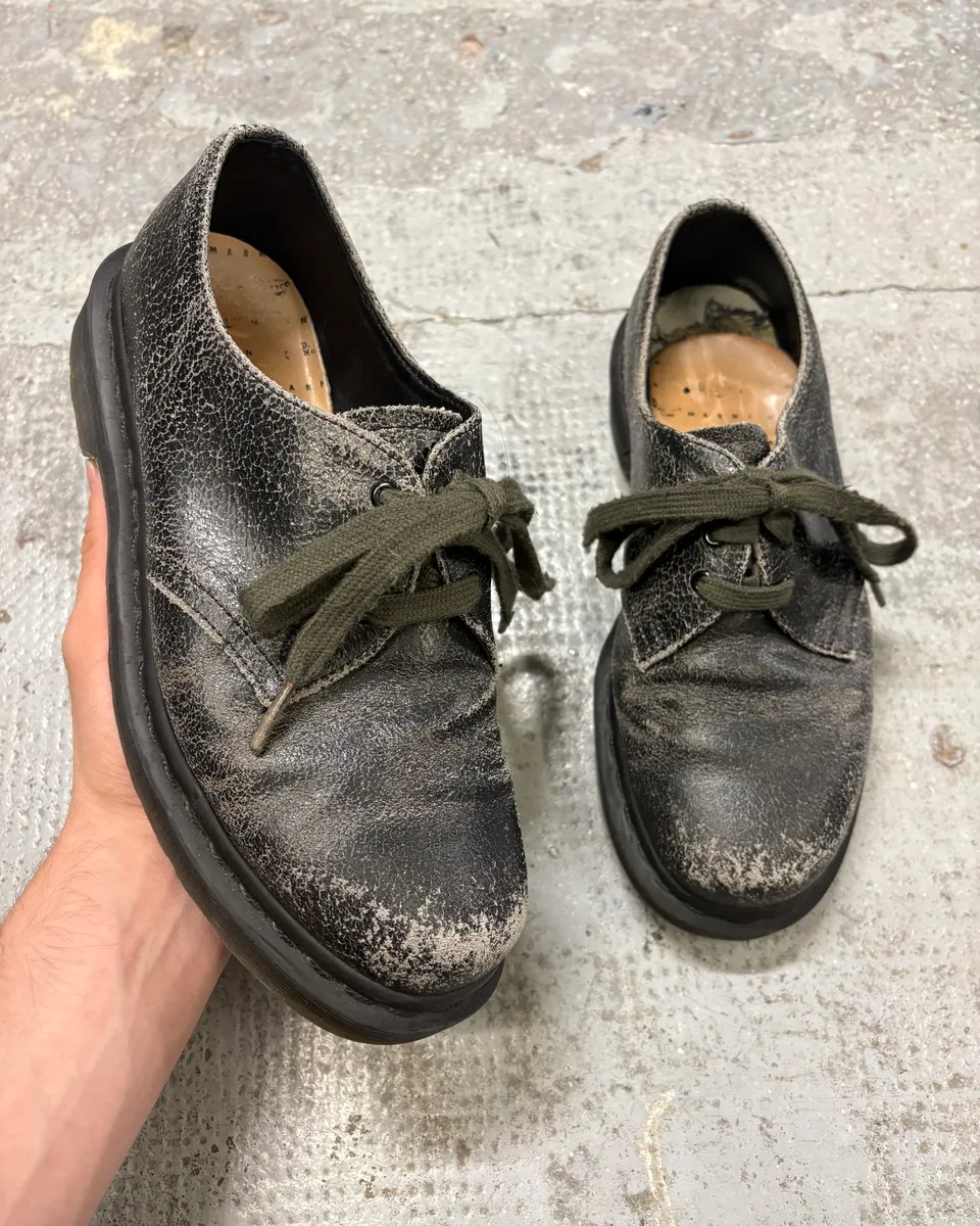 AW2016 Dr Martens Marni Black Eroded Leather Shoes