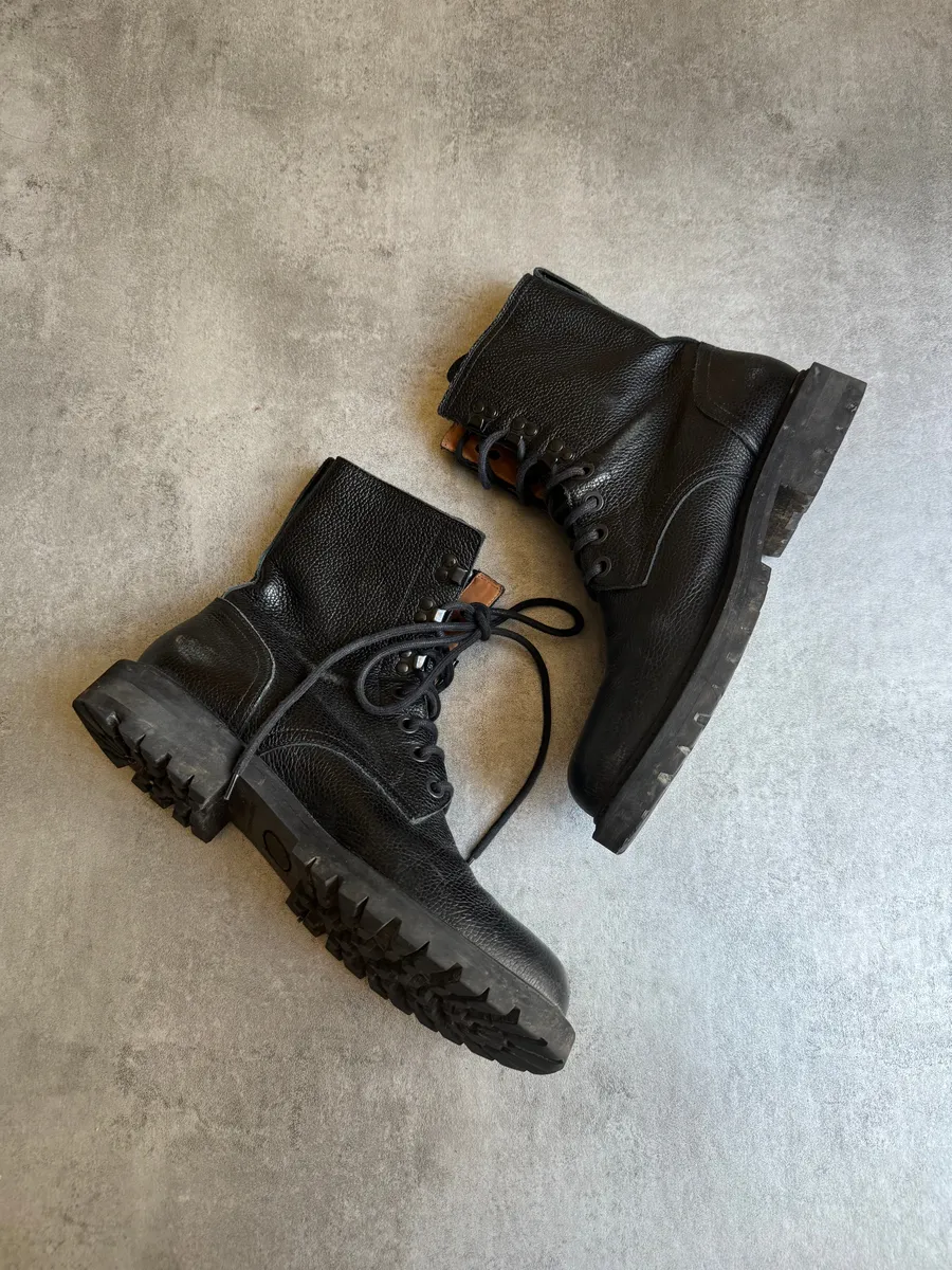 AW2016 Dries Van Noten Combat Size Zip Black Leather Boots - Image 5