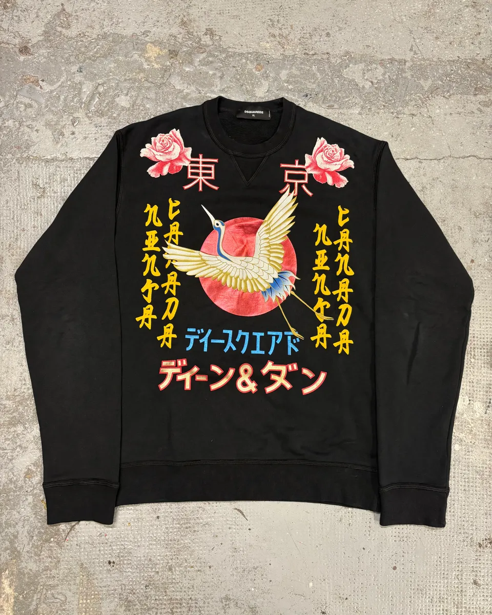 AW2016 Dsquared2 Asian Bird Black Sweater