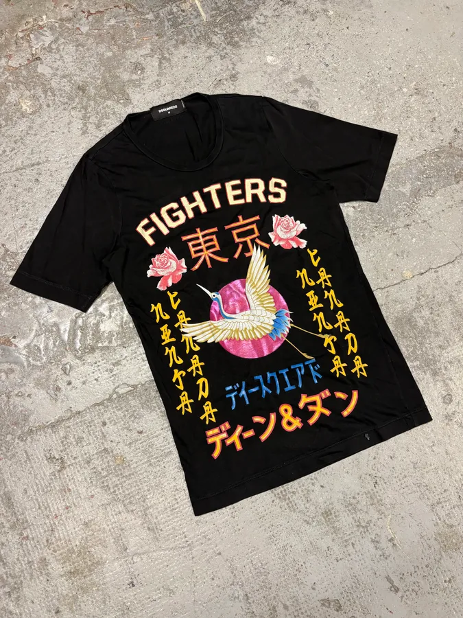 AW2016 DSquared2 Asian Fighters Black T-Shirt - Image 4