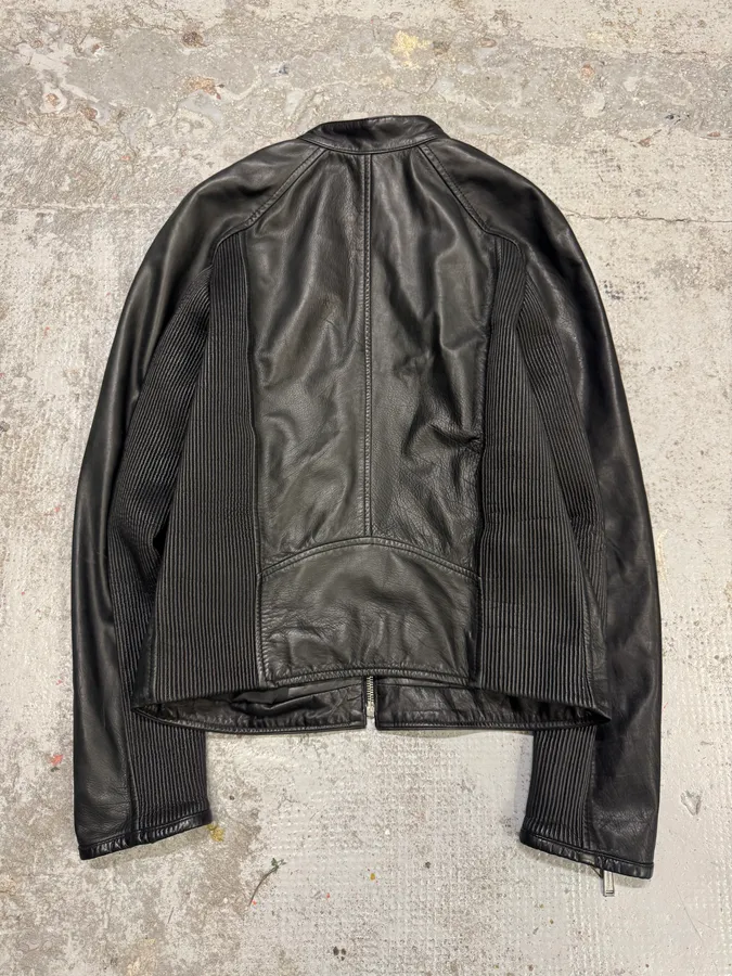 AW2016 Dsquared2 Black Leather Arm Zips Biker Jacket - Image 5