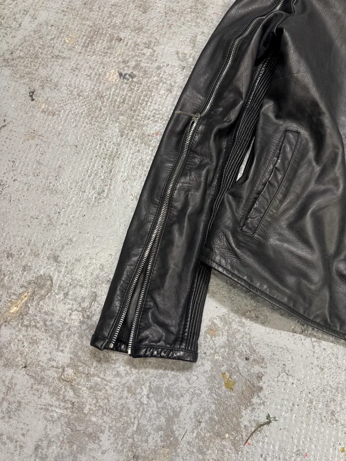 AW2016 Dsquared2 Black Leather Arm Zips Biker Jacket - Image 9