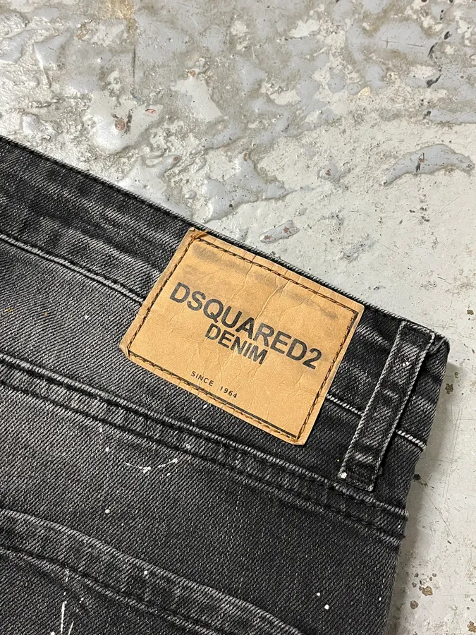 AW2016 Dsquared2 Painted Grey Slim Denim Jeans - Image 10