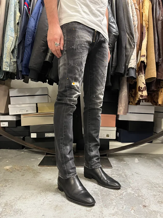 AW2016 Dsquared2 Painted Grey Slim Denim Jeans - Image 2