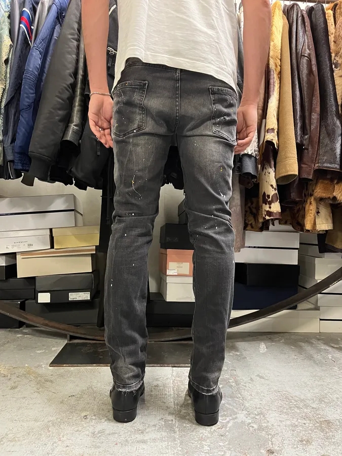AW2016 Dsquared2 Painted Grey Slim Denim Jeans - Image 3