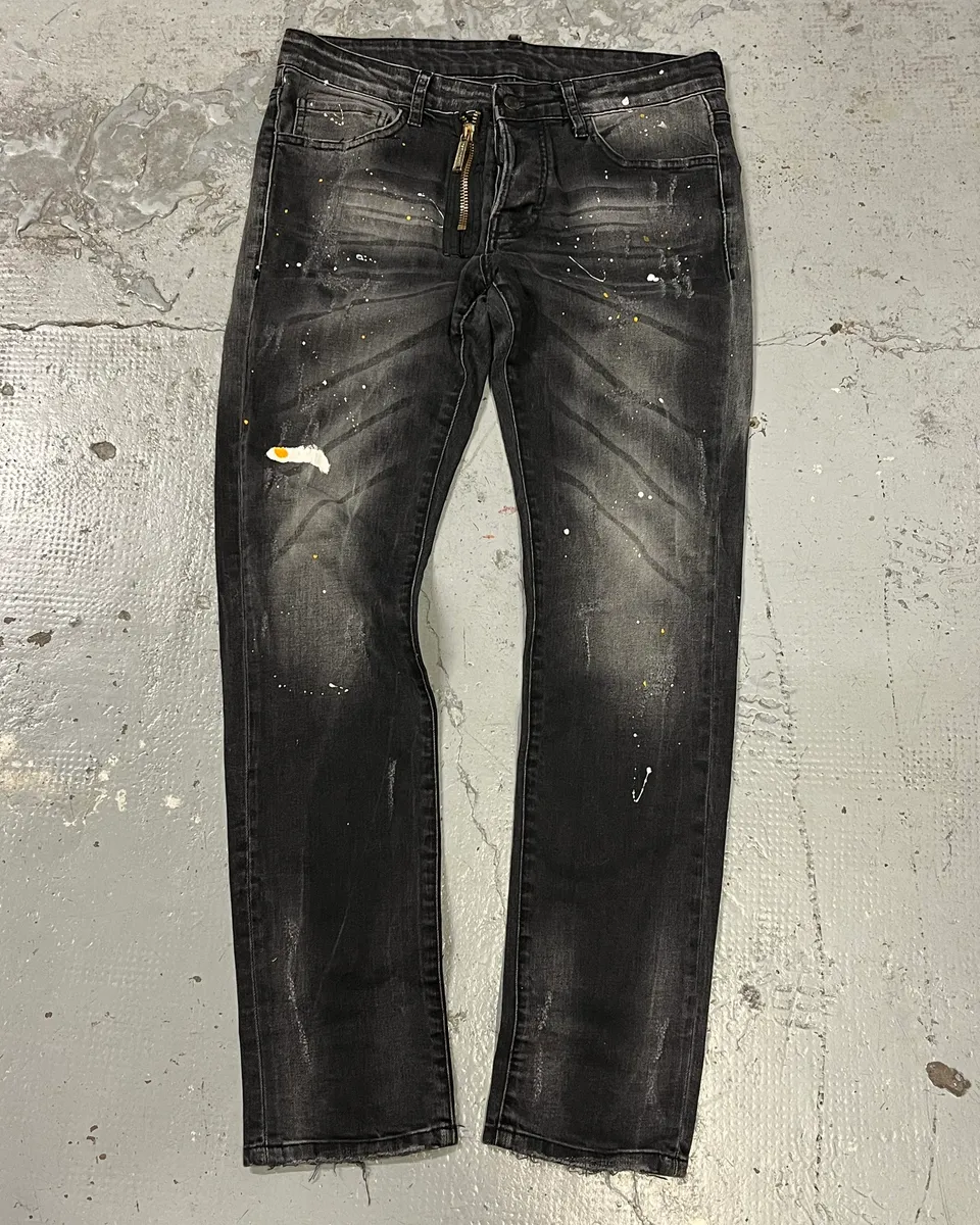 AW2016 Dsquared2 Painted Grey Slim Denim Jeans - Image 4
