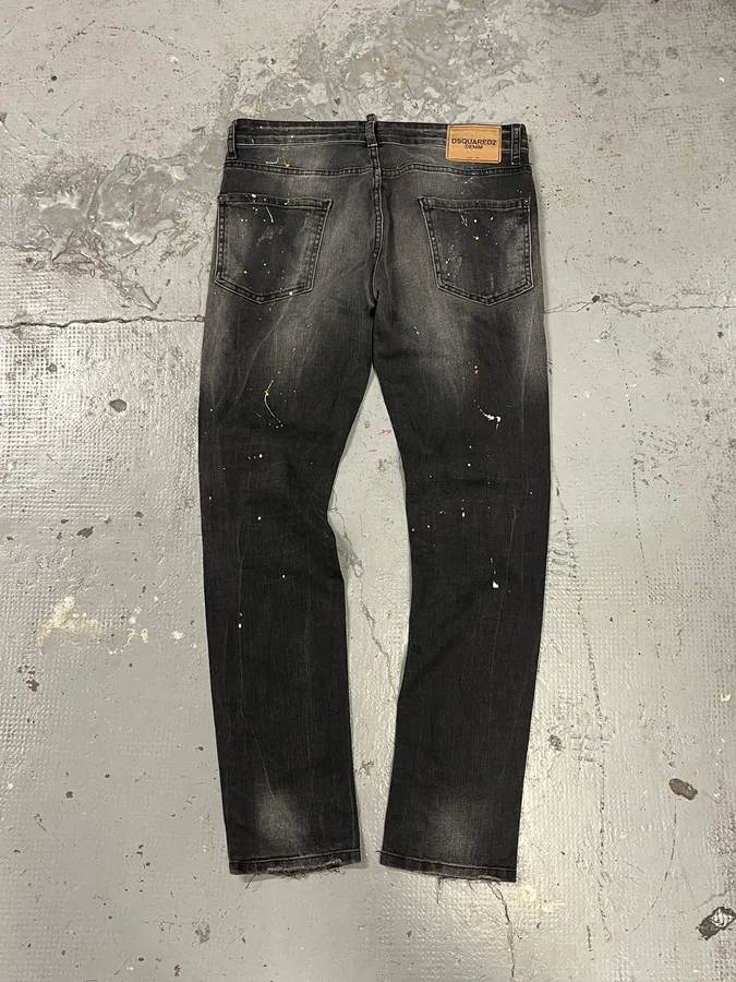 AW2016 Dsquared2 Painted Grey Slim Denim Jeans - Image 5