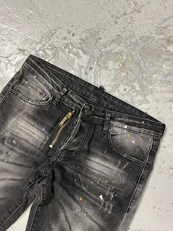 AW2016 Dsquared2 Painted Grey Slim Denim Jeans - Image 7