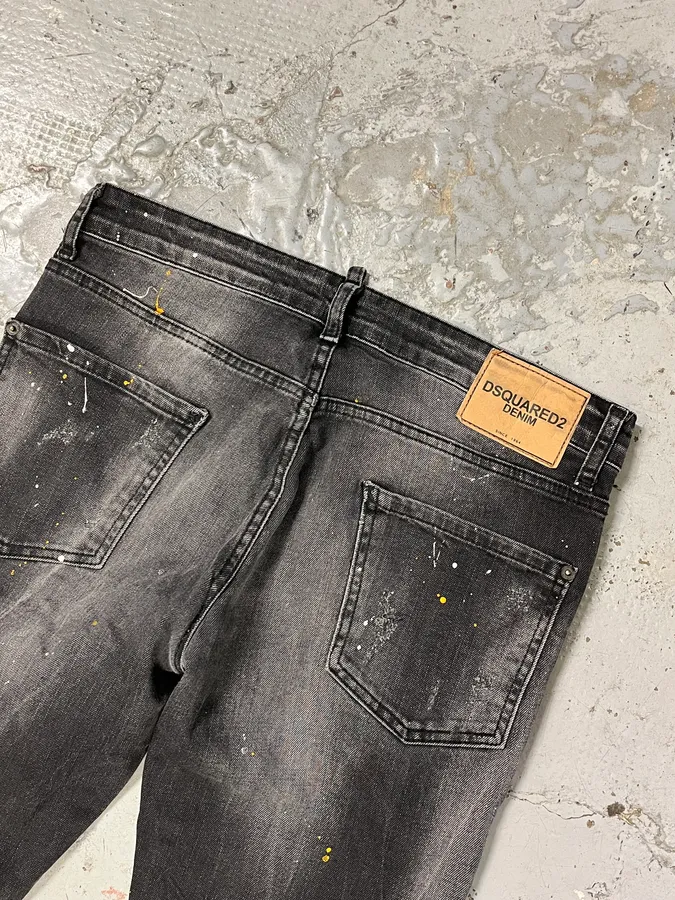 AW2016 Dsquared2 Painted Grey Slim Denim Jeans - Image 8