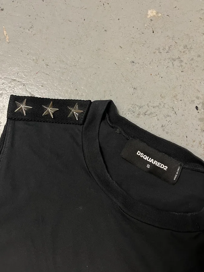 AW2016 Dsquared2 Zip Army Star Black Tank Top - Image 7