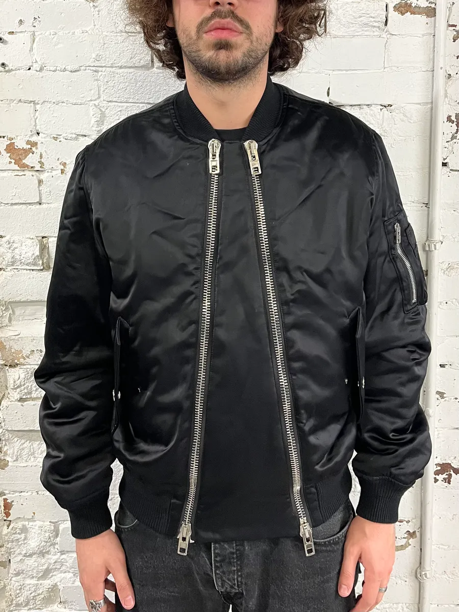 AW2016 Givenchy Black Asymmetrical 2 Zips Bomber Jacket - Image 3