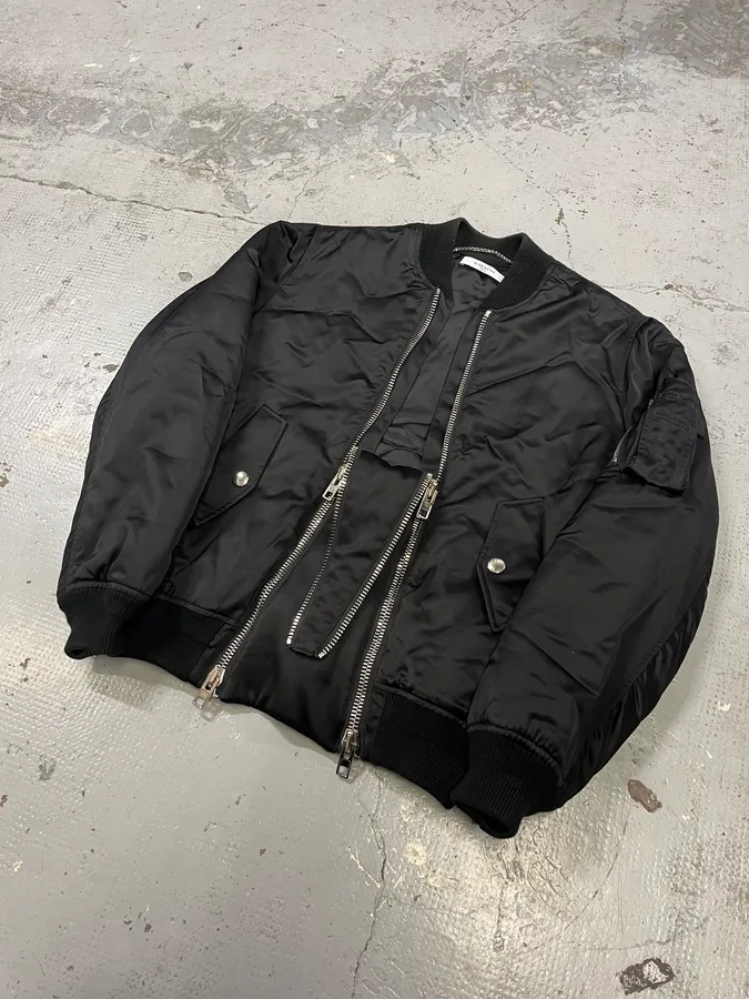 AW2016 Givenchy Black Asymmetrical 2 Zips Bomber Jacket - Image 8
