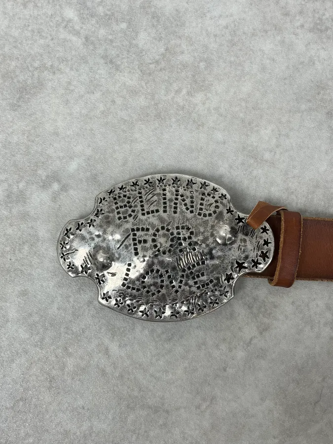 AW2016 Gucci Blind for Love Brown Leather Belt Rodeo Grey Buckle - Image 5