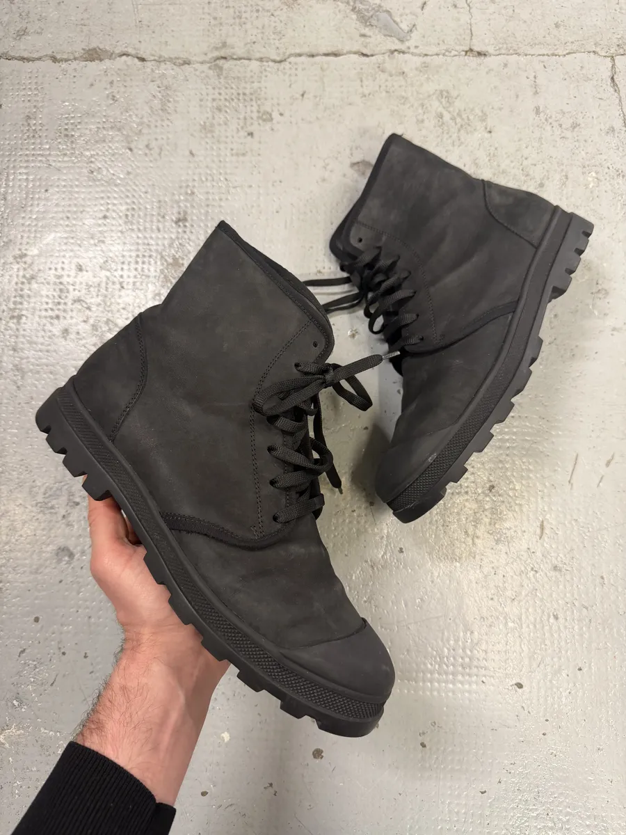 AW2016 Jil Sander Black Combat Leather Boots