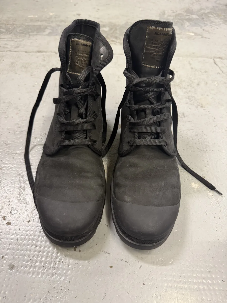 AW2016 Jil Sander Black Combat Leather Boots - Image 2
