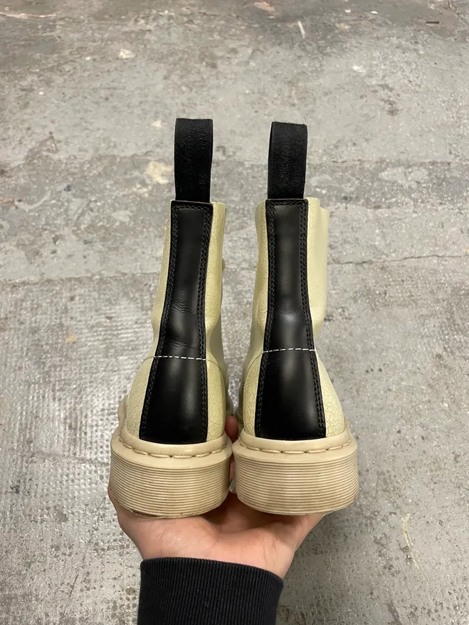 AW2016 Marni x Dr Martens Creme Cracked Leather Boots - Image 7