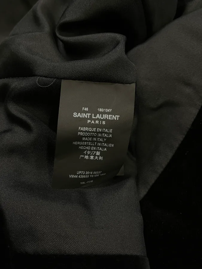 AW2016 Saint Laurent Officer Gold Buttons Black Velvet Jacket - Image 10