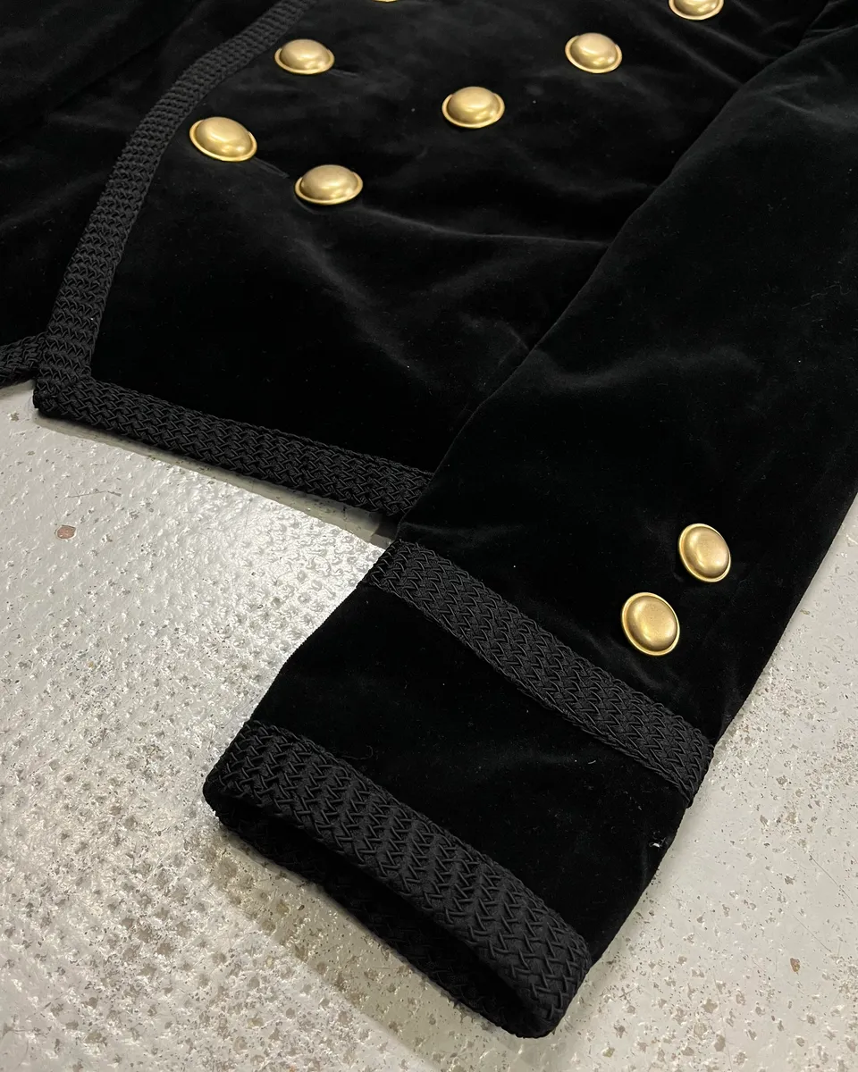 AW2016 Saint Laurent Officer Gold Buttons Black Velvet Jacket - Image 6