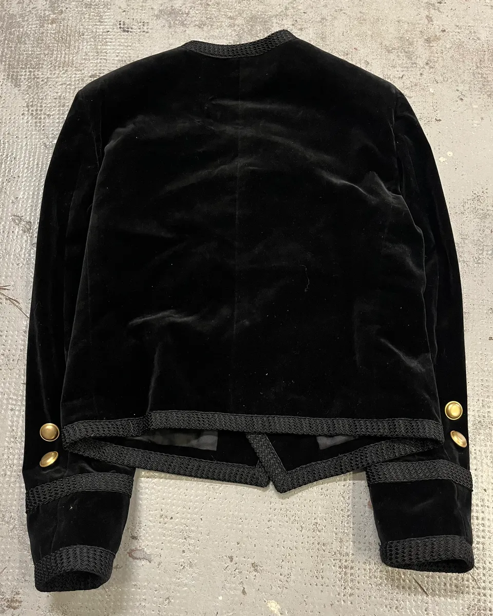 AW2016 Saint Laurent Officer Gold Buttons Black Velvet Jacket - Image 7