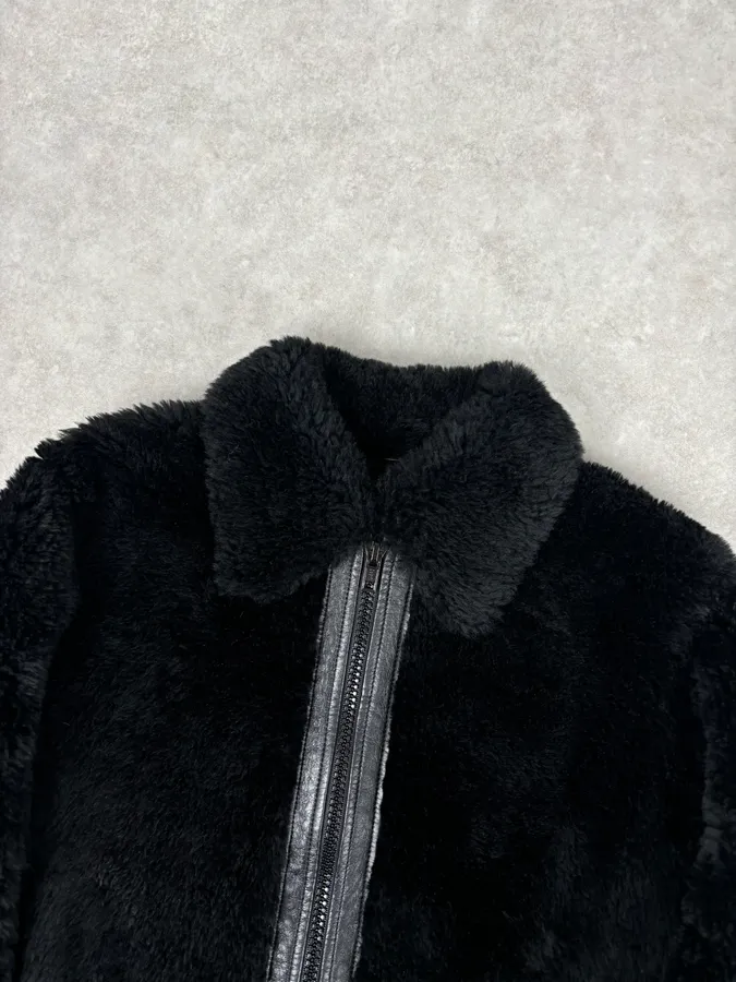 AW2016 Saint Laurent Sample Black Fake Fur Bomber Jacket - Image 4