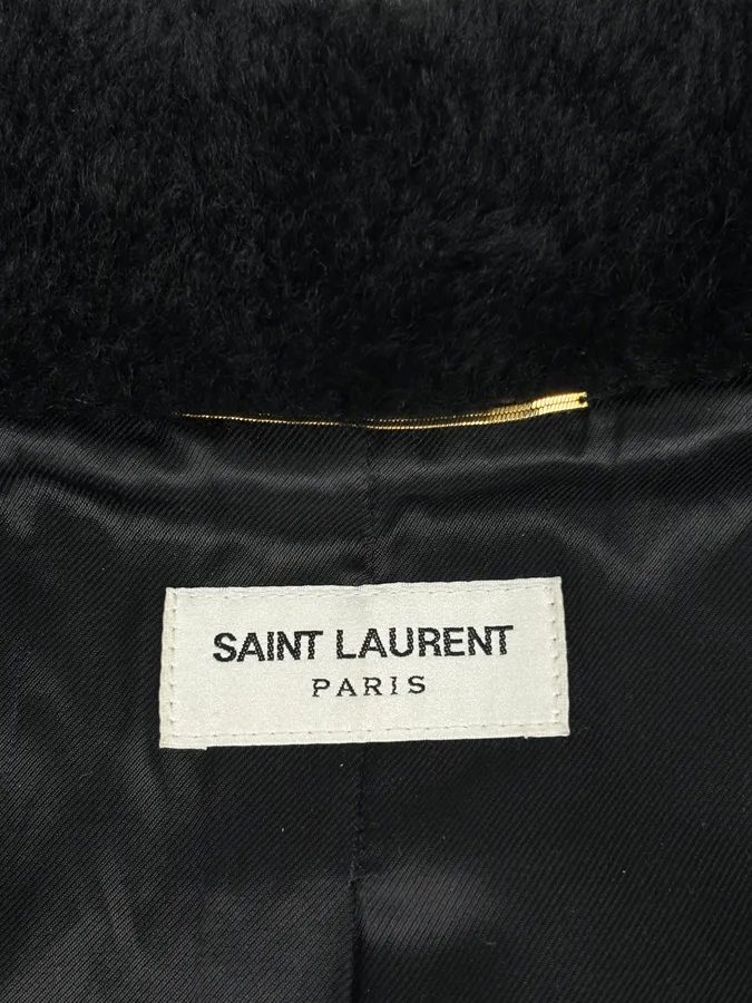AW2016 Saint Laurent Sample Black Fake Fur Bomber Jacket - Image 9