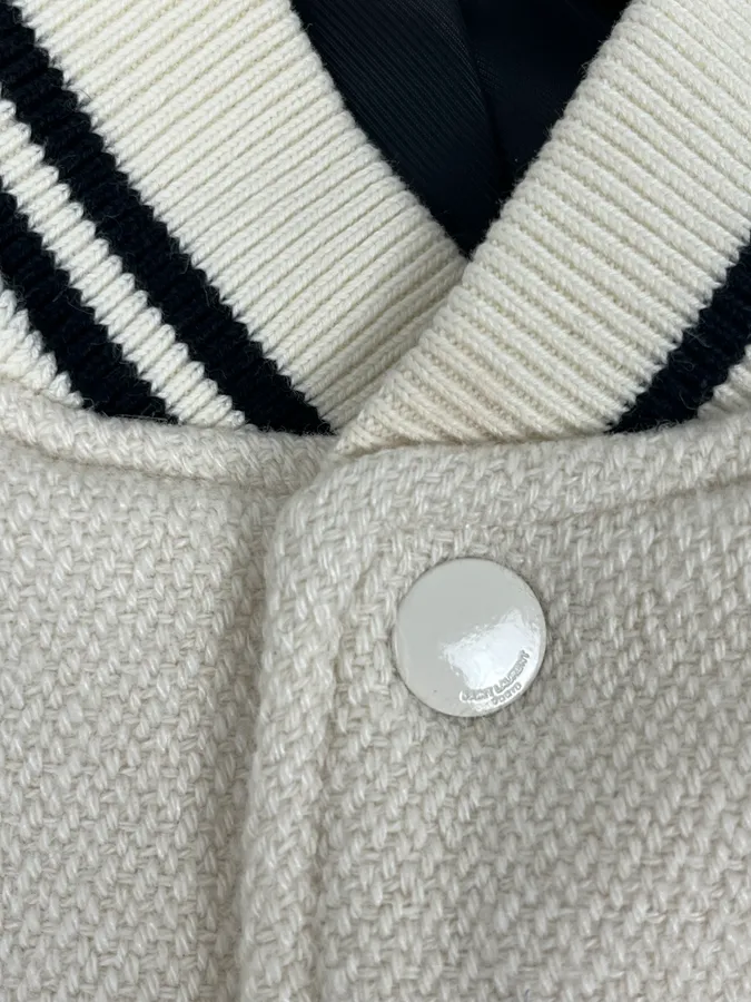 AW2016 Saint Laurent White Buttoned Teddy Jacket - Image 9
