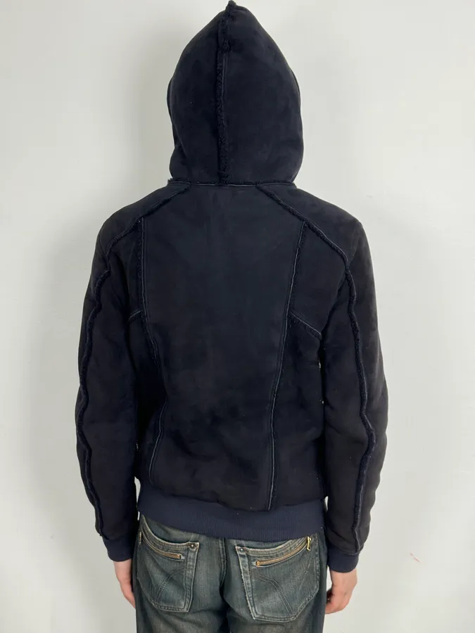 AW2017 Balmain Black Lamb Leather Hooded Jacket - Image 3