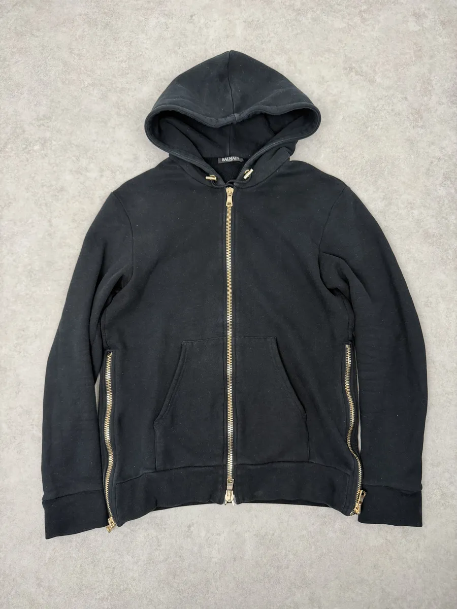 AW2017 Balmain Navy Zip-up Tiger Hoodie - Image 2