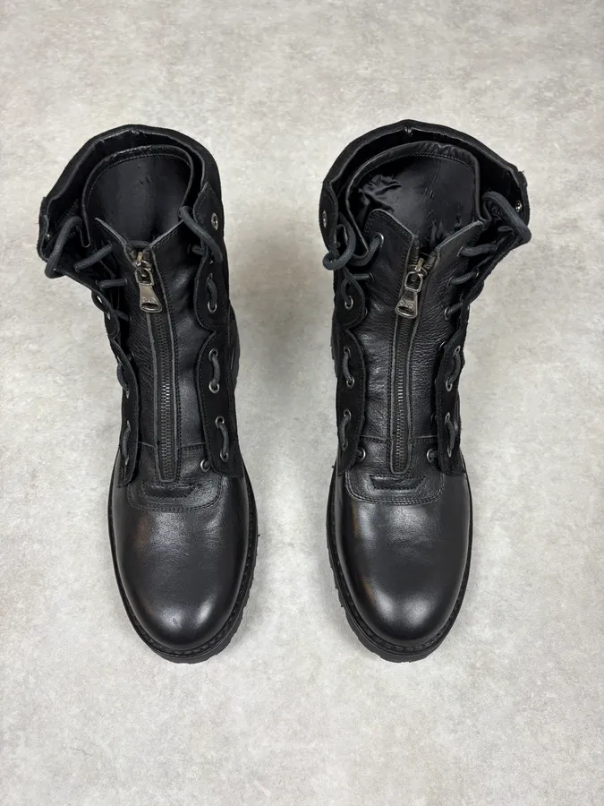 AW2017 Dolce & Gabbana Black Hybrid Zip Leather Boots - Image 2