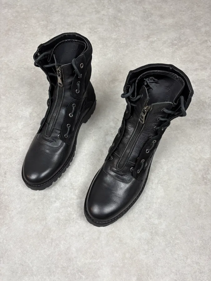 AW2017 Dolce & Gabbana Black Hybrid Zip Leather Boots - Image 3