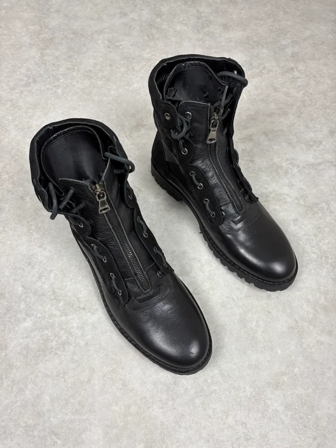 AW2017 Dolce & Gabbana Black Hybrid Zip Leather Boots - Image 4