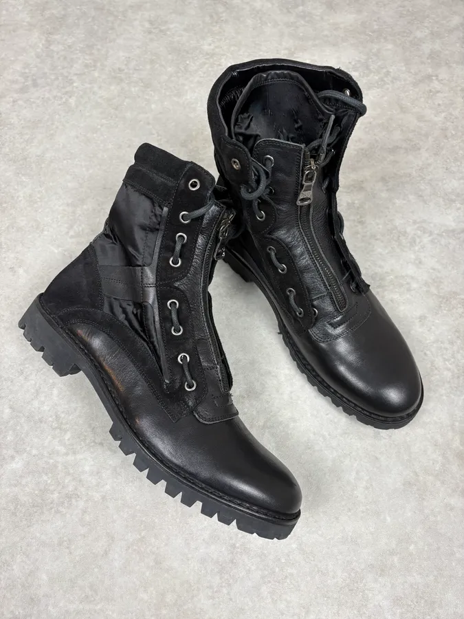 AW2017 Dolce & Gabbana Black Hybrid Zip Leather Boots - Image 5