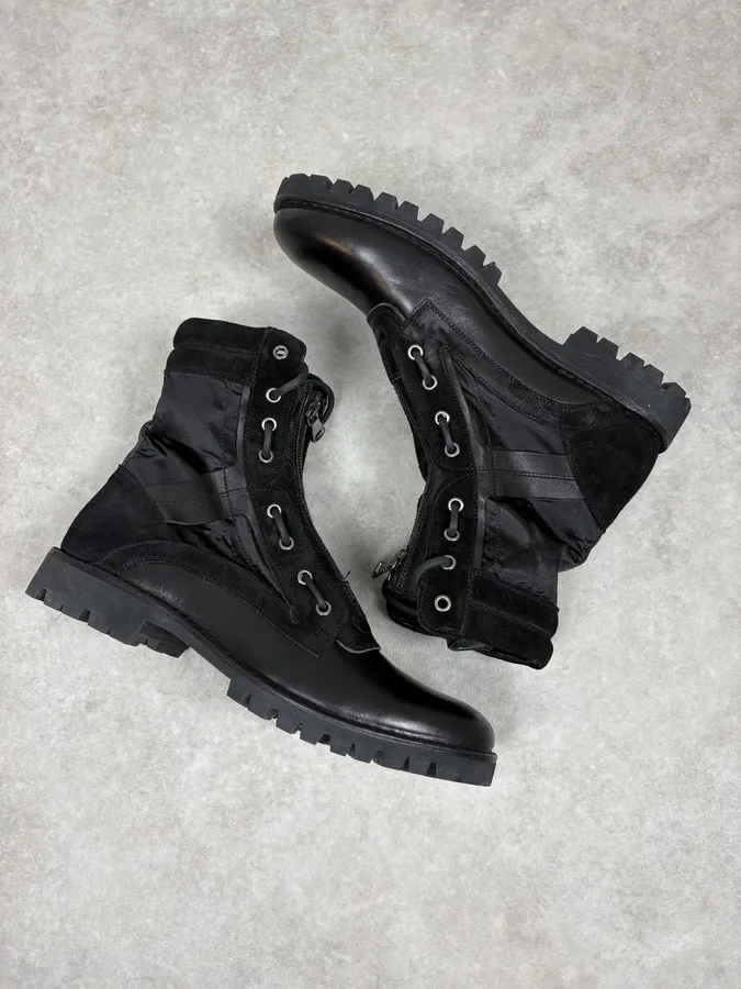 AW2017 Dolce & Gabbana Black Hybrid Zip Leather Boots - Image 6