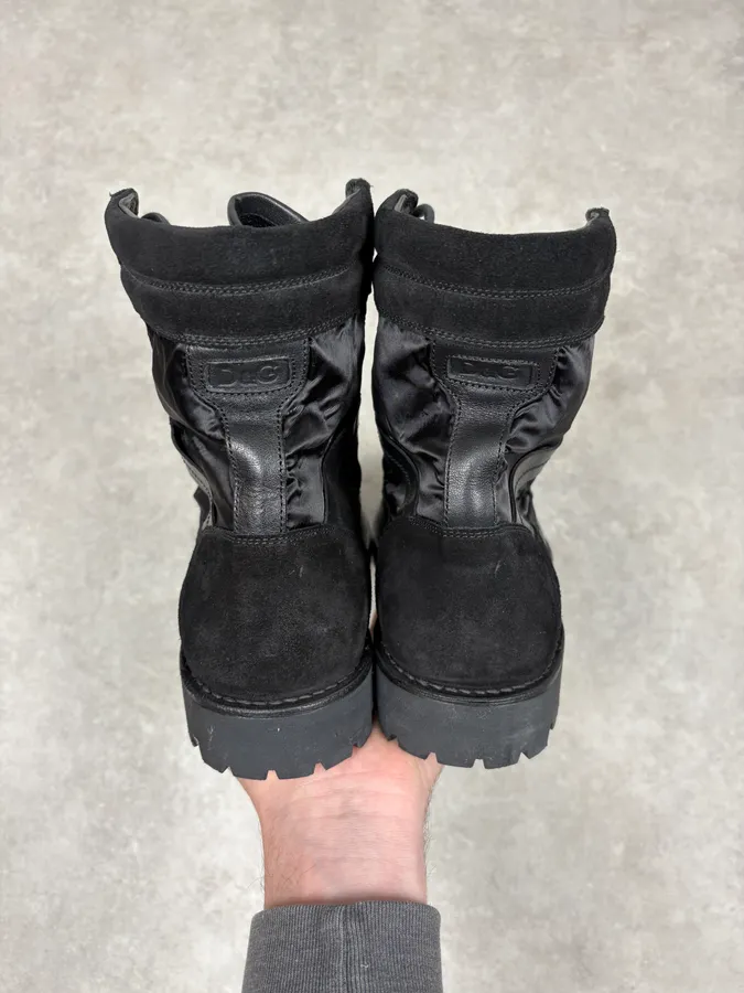 AW2017 Dolce & Gabbana Black Hybrid Zip Leather Boots - Image 7