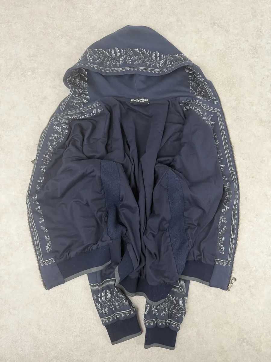 AW2017 Dolce & Gabbana Military Officer Navy Zip-up Hoodie - Image 11