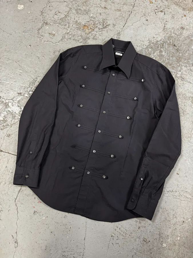AW2017 Dolce & Gabbana Signature Naval Buttoned Black Shirt - Image 3