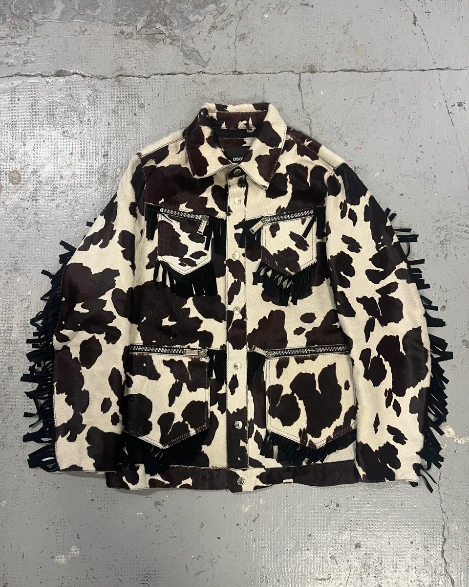 AW2017 Dsquared2 Cow White & Brown Pony Hair Leather Jacket