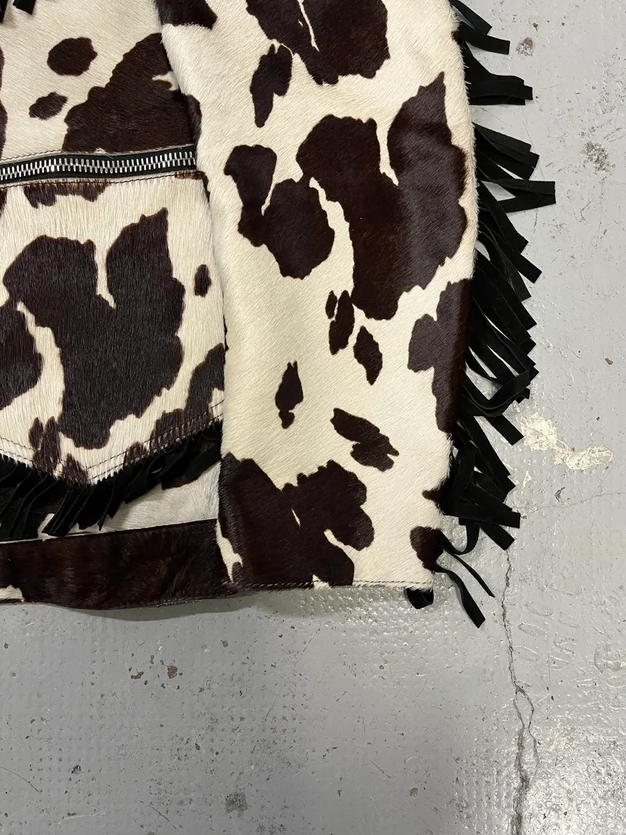 AW2017 Dsquared2 Cow White & Brown Pony Hair Leather Jacket - Image 6