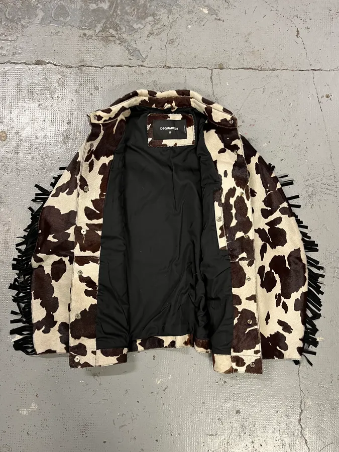 AW2017 Dsquared2 Cow White & Brown Pony Hair Leather Jacket - Image 9