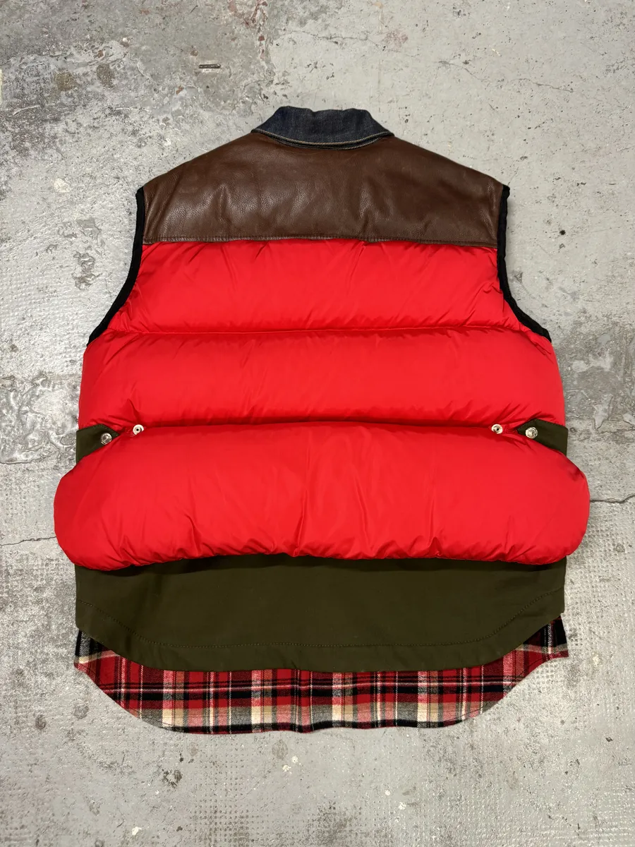 AW2017 DSquared2 Red Puffer Brut Military Denim Vest - Image 3