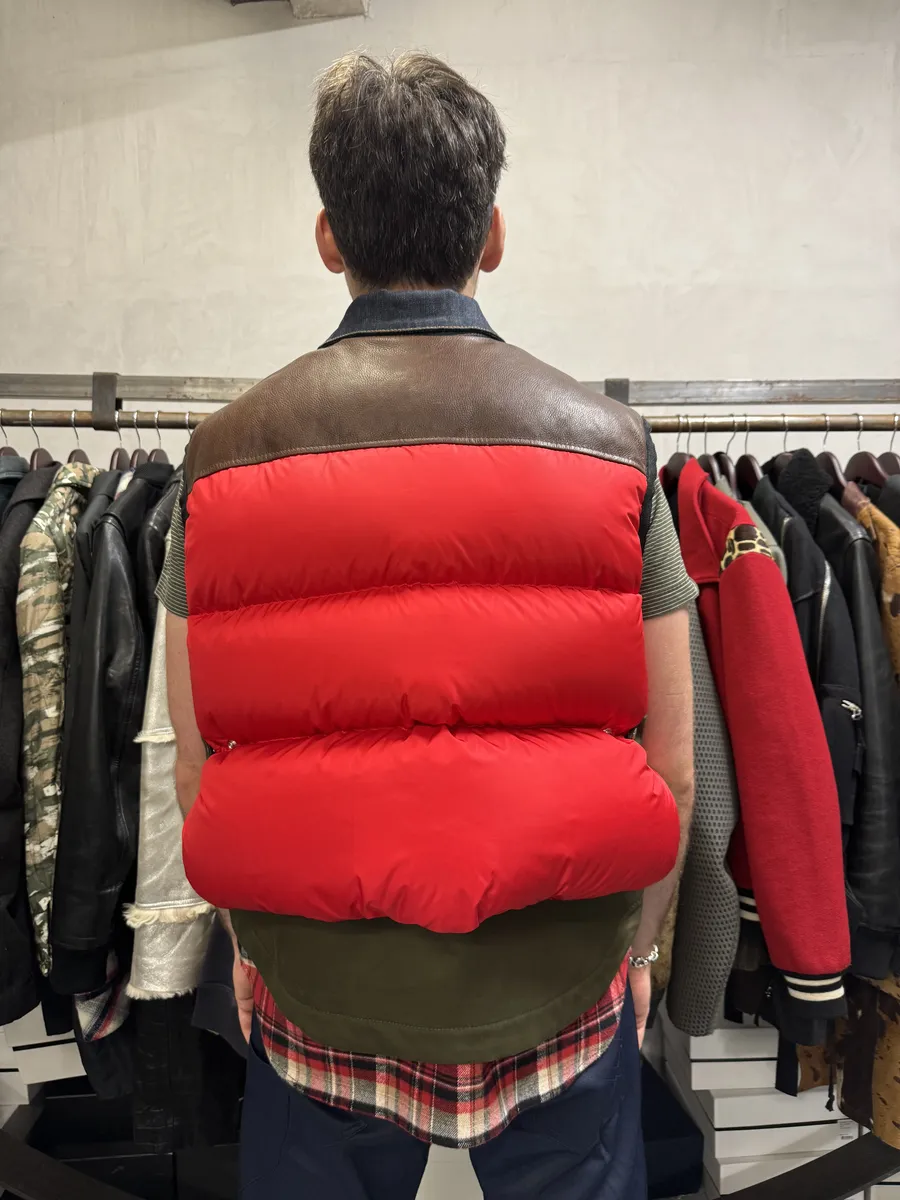 AW2017 DSquared2 Red Puffer Brut Military Denim Vest - Image 4