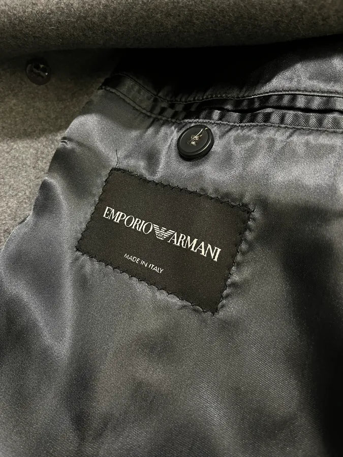 AW2017 Emporio Armani Faux Fur Collar Grey Wool Coat - Image 9