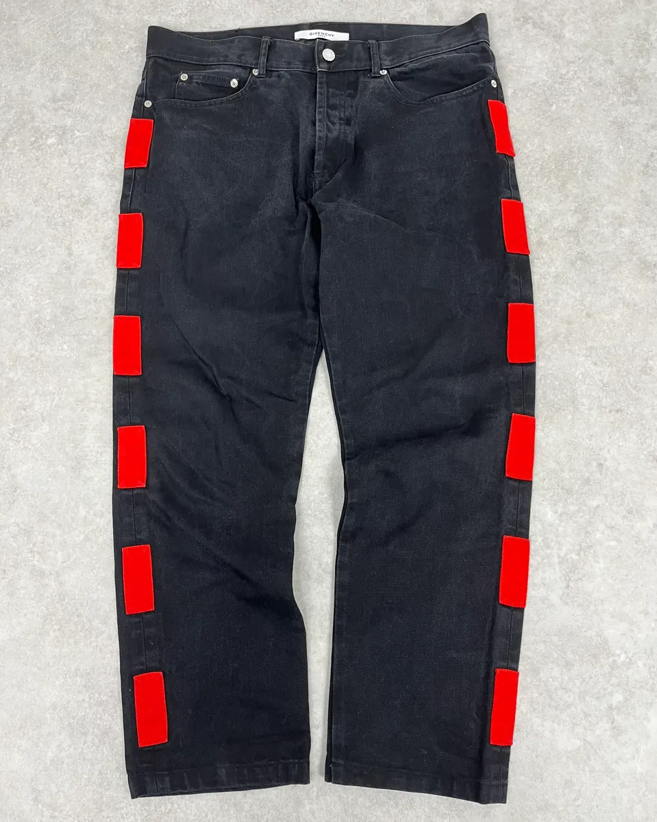 AW2017 Givenchy Black Denim Jeans with Red Patches by Riccardo Tisci