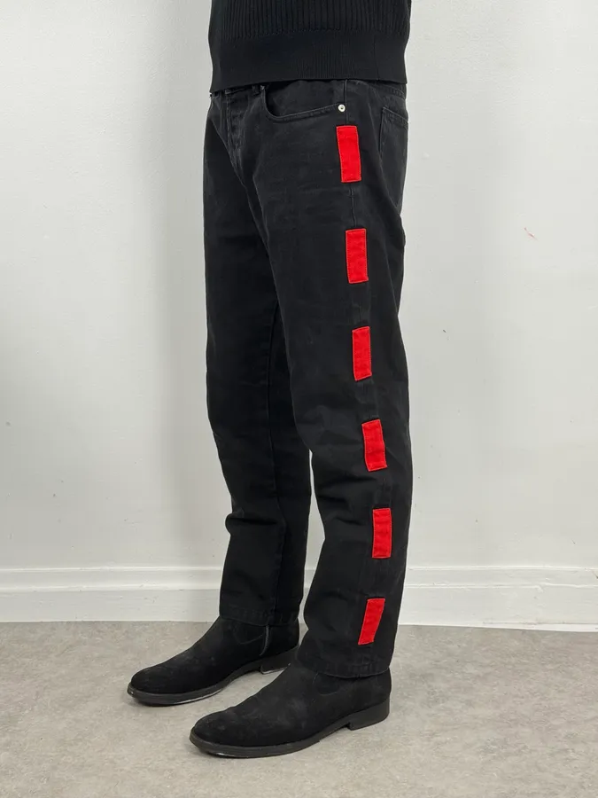 AW2017 Givenchy Black Denim Jeans with Red Patches by Riccardo Tisci - Image 3