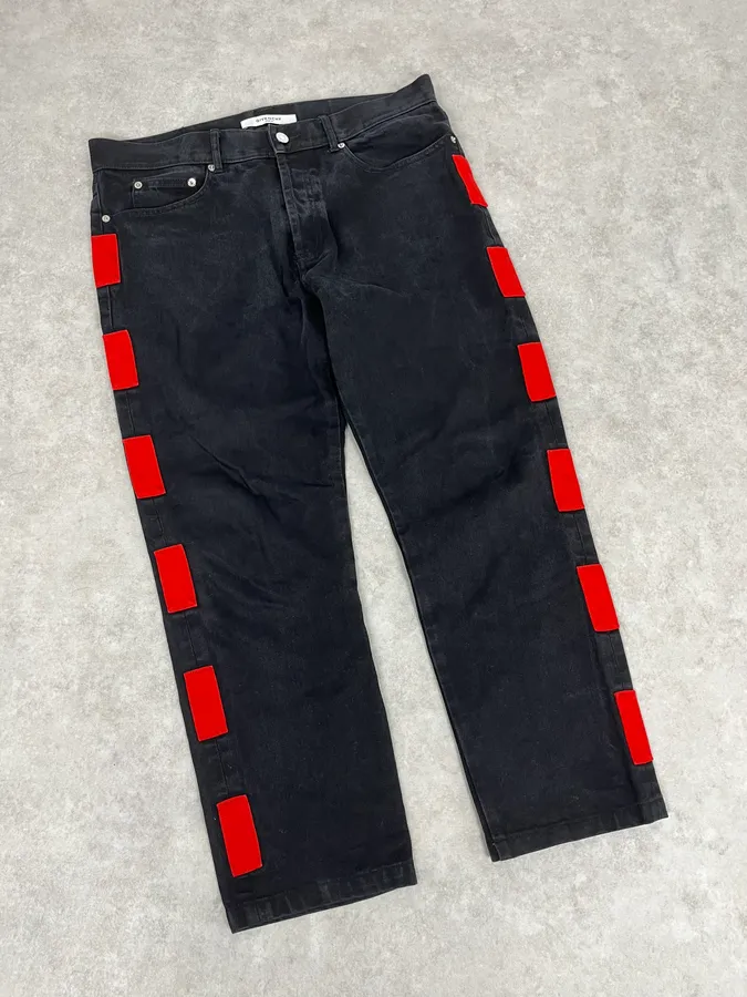 AW2017 Givenchy Black Denim Jeans with Red Patches by Riccardo Tisci - Image 5