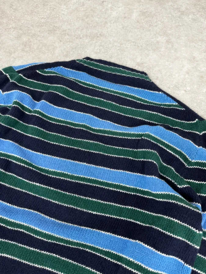 AW2017 Prada Black Green & Blue Wool Striped Sweater - Image 6