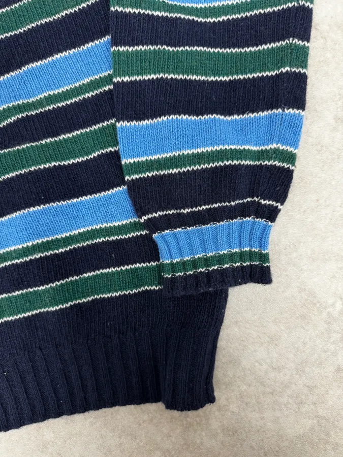 AW2017 Prada Black Green & Blue Wool Striped Sweater - Image 7