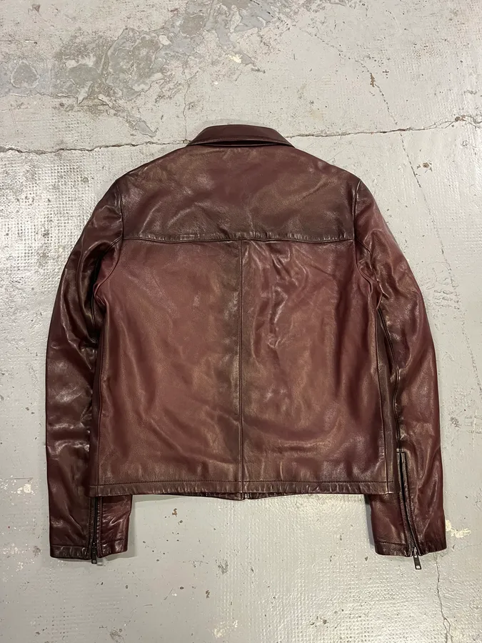 AW2017 Prada Pure Wine Burgundy Leather Jacket - Image 6