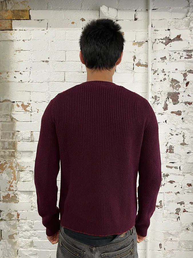 AW2017 Prada Red Lines Bordeaux Wool & Cashmere Sweater - Image 3